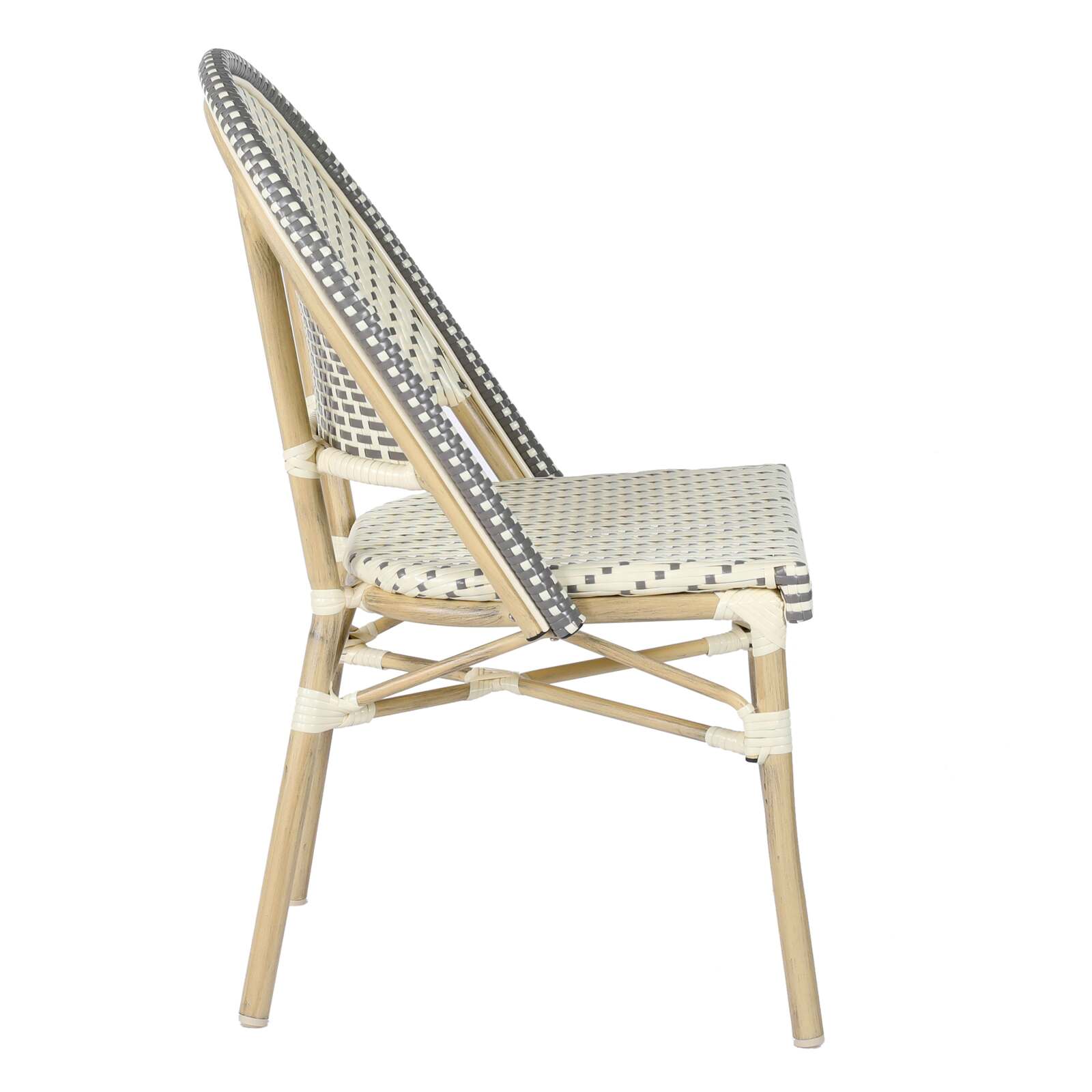 Silla parisina de aluminio y ratán sintético