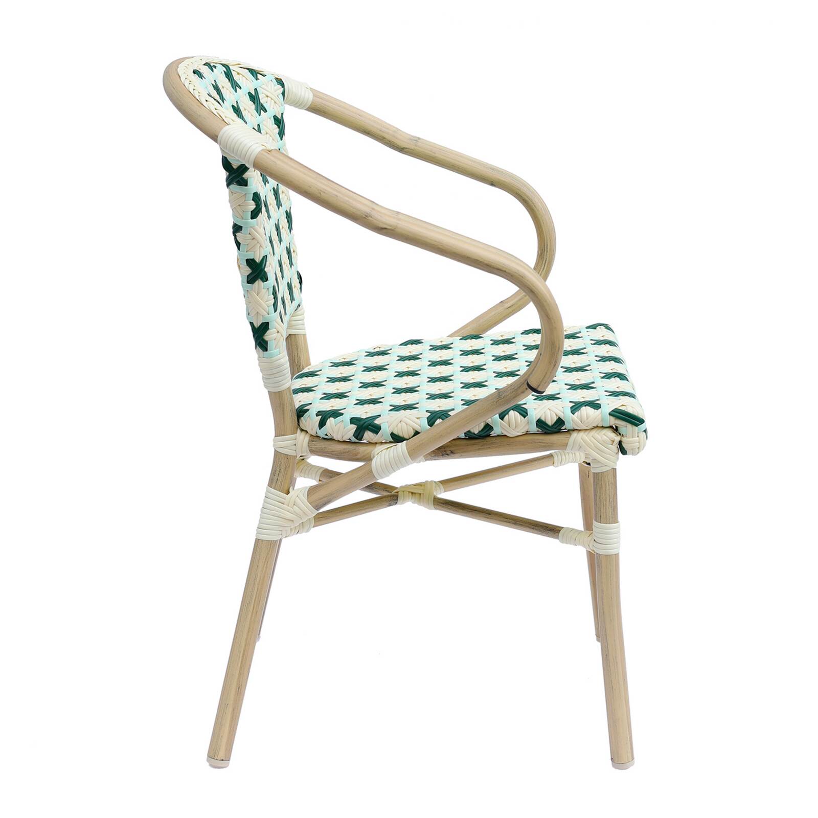 Silla bistro parisina de aluminio y ratán sintético