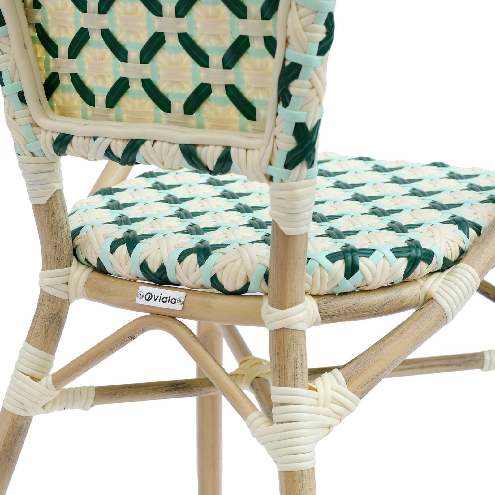 Silla bistro parisina de aluminio y ratán sintético