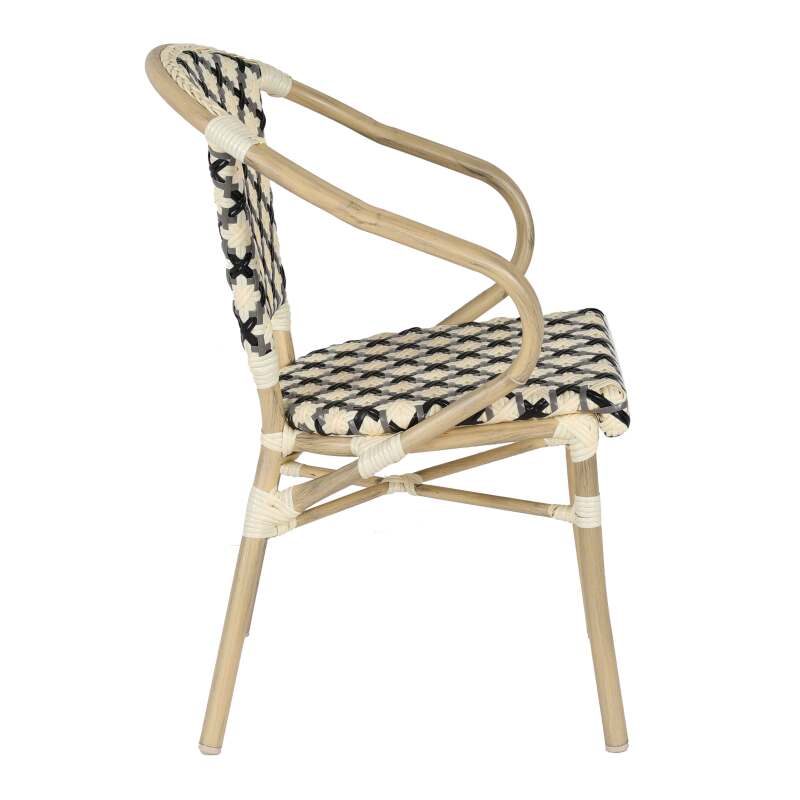 Silla bistro parisina de aluminio y ratán sintético (2/7)