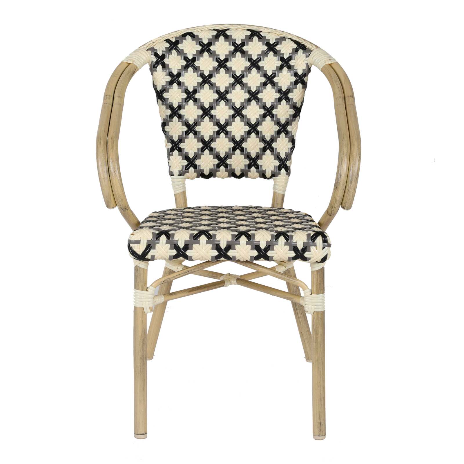 Silla bistro parisina de aluminio y ratán sintético