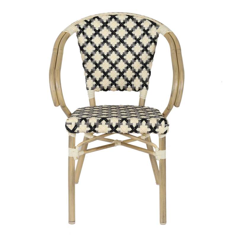 Silla bistro parisina de aluminio y ratán sintético (4/7)