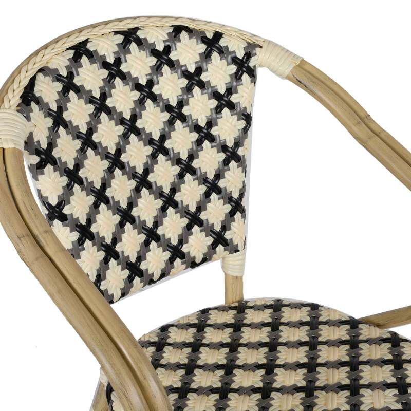 Silla bistro parisina de aluminio y ratán sintético (6/7)