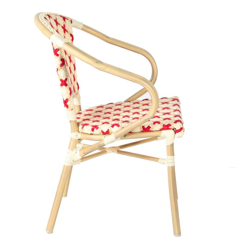 Silla bistro parisina de aluminio y ratán sintético (4/7)