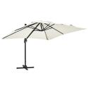Conjunto de sombrilla desplazada cuadrada (3 x 3m) giratoria 360° + 4 losas para rellenar y estabilizar