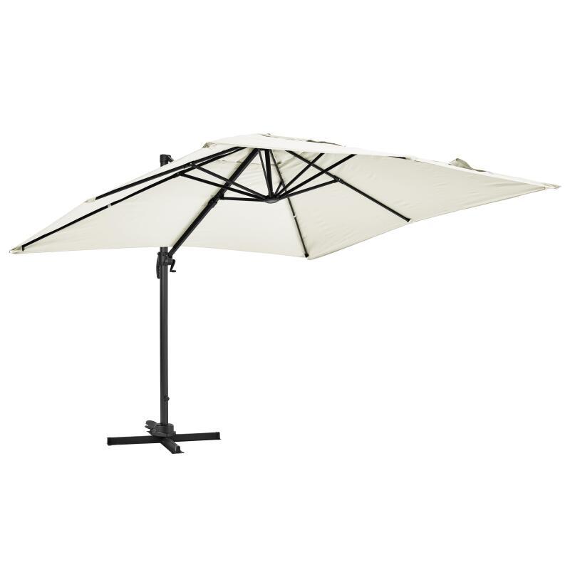 Conjunto de sombrilla desplazada cuadrada (3 x 3m) giratoria 360° + 4 losas para rellenar y estabilizar (3/8)