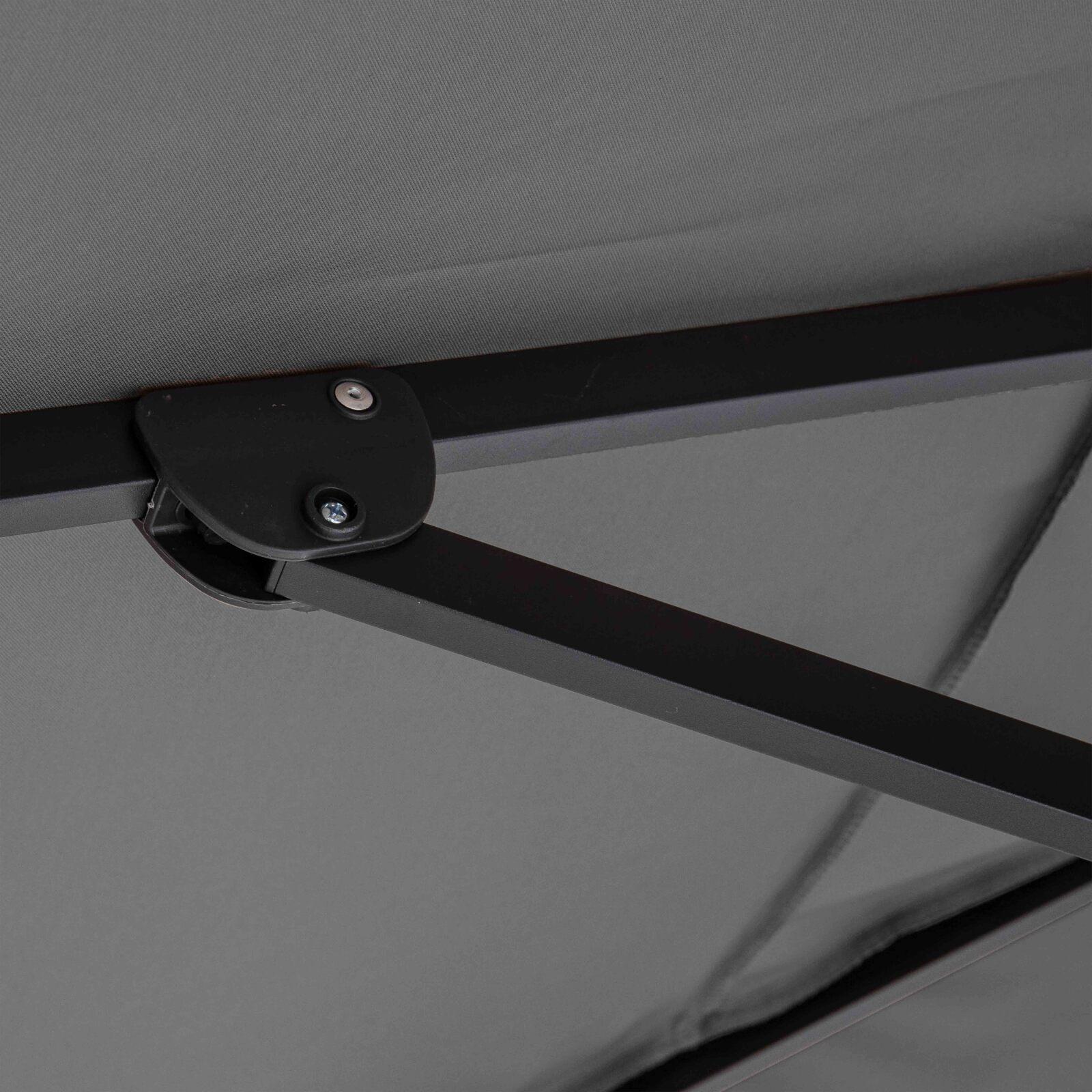 Conjunto de sombrilla desplazada cuadrada (3 x 3m) giratoria 360° + 4 losas para rellenar y estabilizar