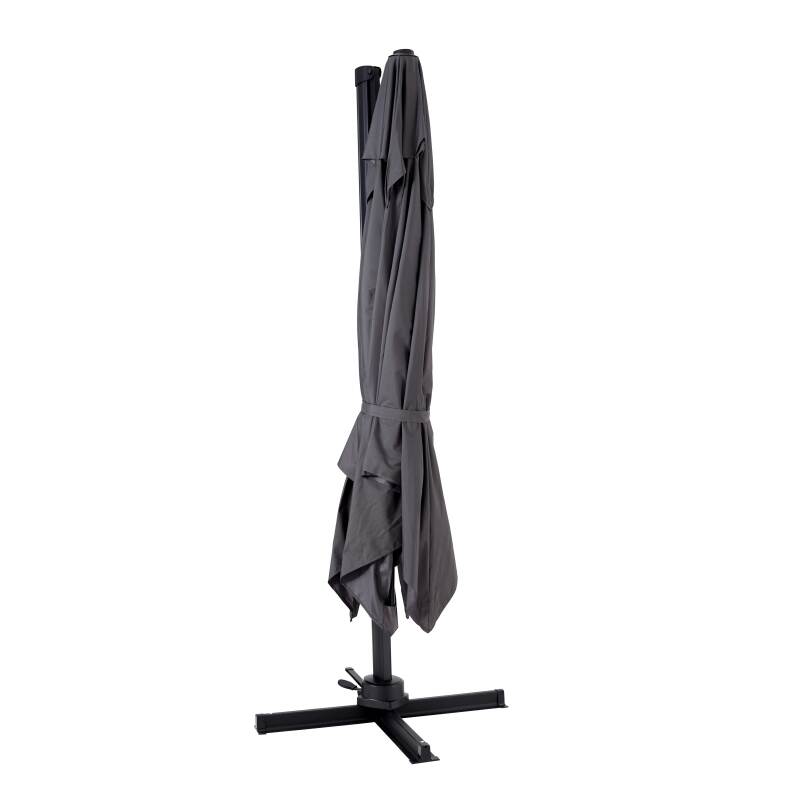 Sombrilla desplazado rectangular giratorio 360° (2 x 3m) + Base con ruedas de 100L para contrapeso