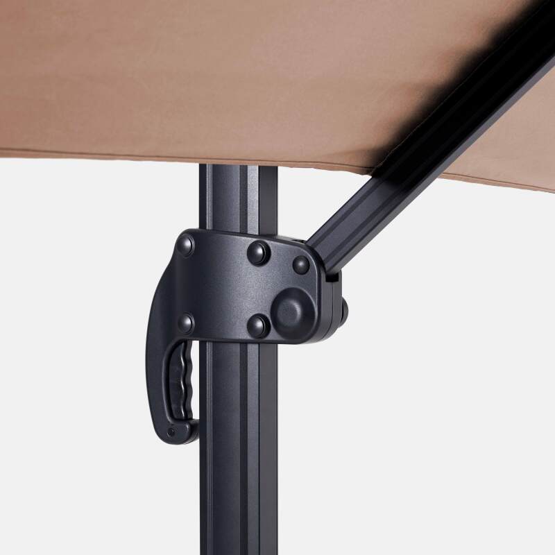 Sombrilla desplazado rectangular giratorio 360° (2 x 3m) + Base con ruedas de 100L para contrapeso