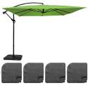 Conjunto de sombrilla desplazada cuadrada inclinable (3 x 3 m) + 4 losas para rellenar y estabilizar