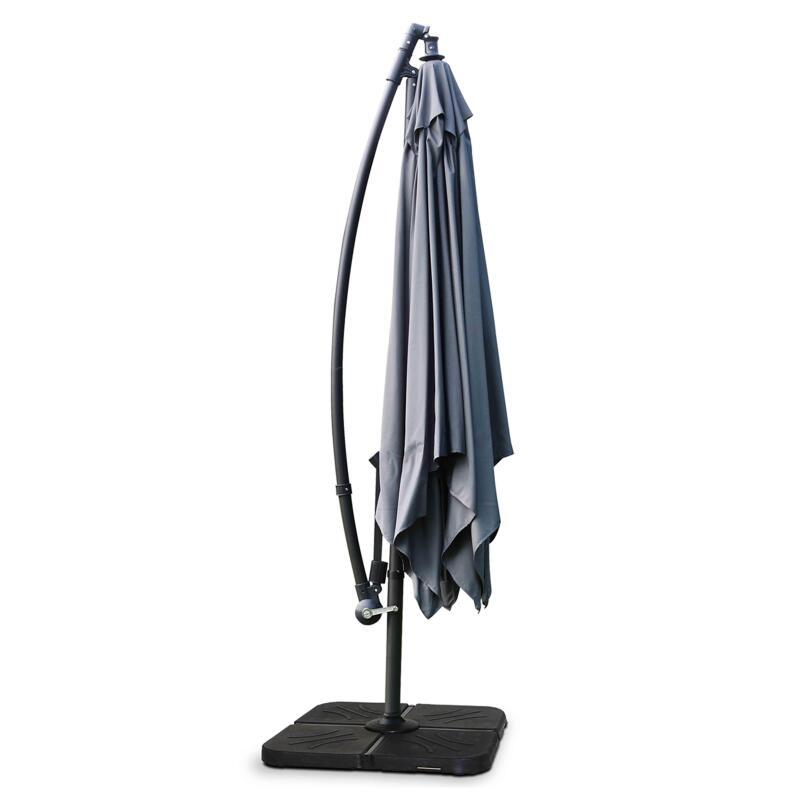 Conjunto de sombrilla desplazada cuadrada inclinable (3 x 3 m) + 4 losas para rellenar y estabilizar (4/7)