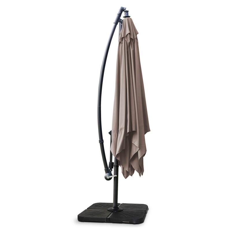 Conjunto de sombrilla desplazada cuadrada inclinable (3 x 3 m) + 4 losas para rellenar y estabilizar (4/7)