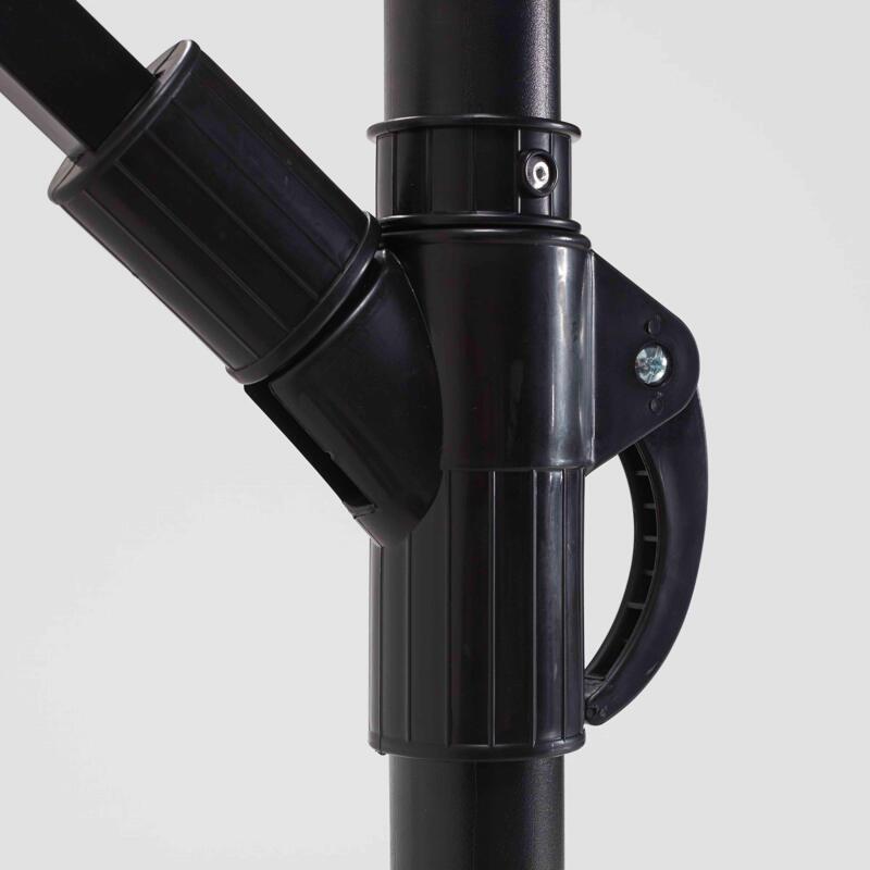 Conjunto de sombrilla desplazada cuadrada inclinable (3 x 3 m) + 4 losas para rellenar y estabilizar (5/7)