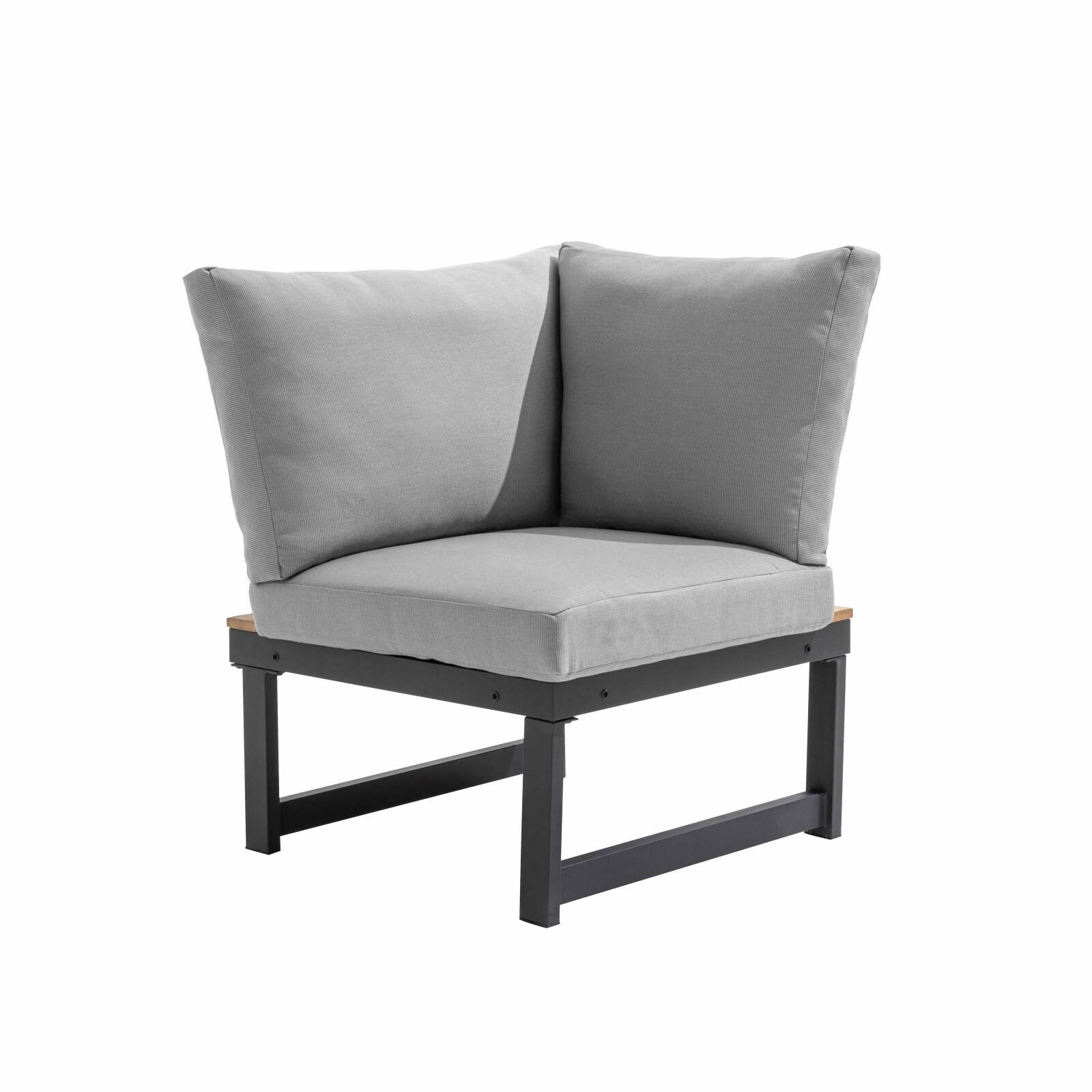 Sofá de jardín en esquina de 6 plazas de aluminio y madera FSC®