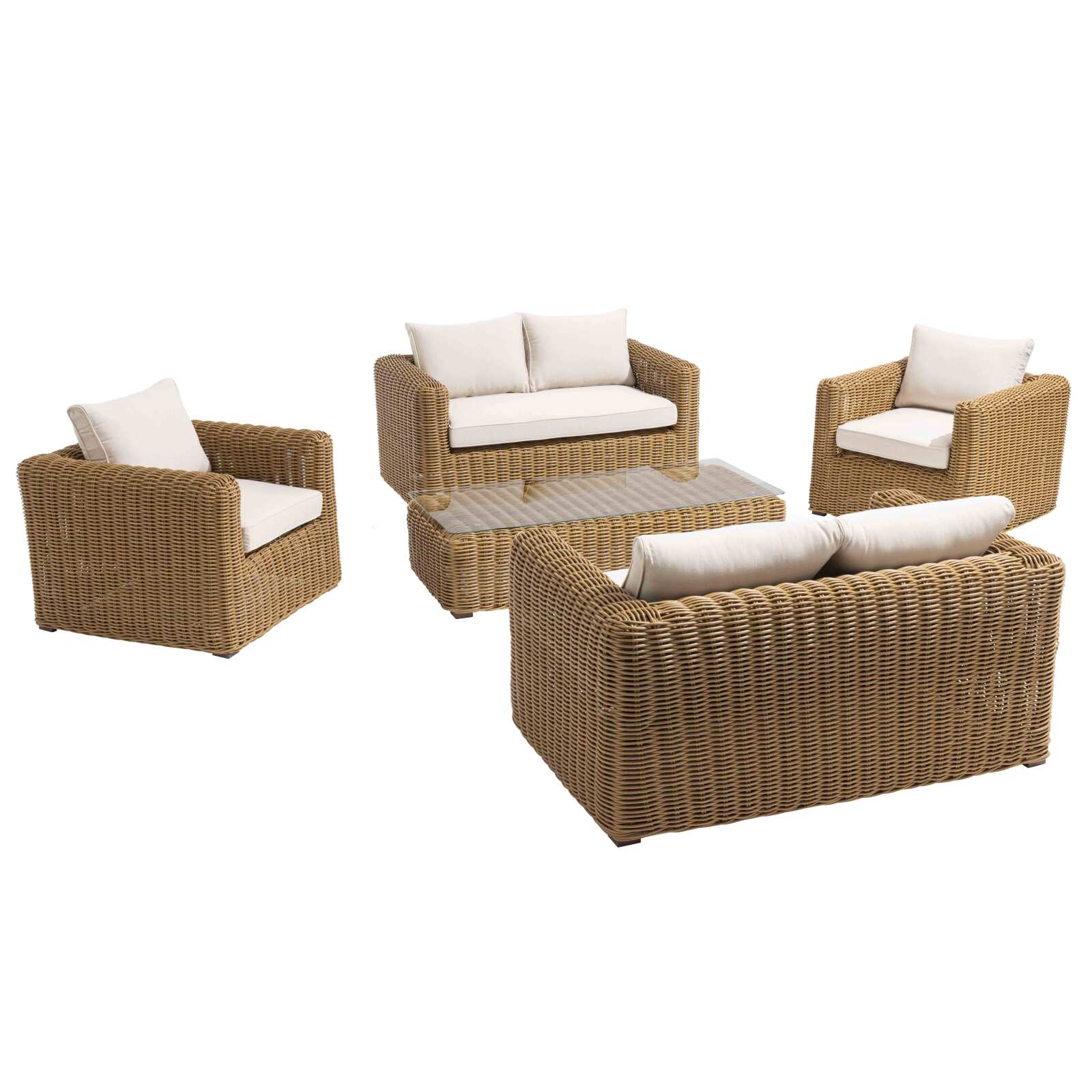 Salón de jardín de 6 plazas en resina trenzada