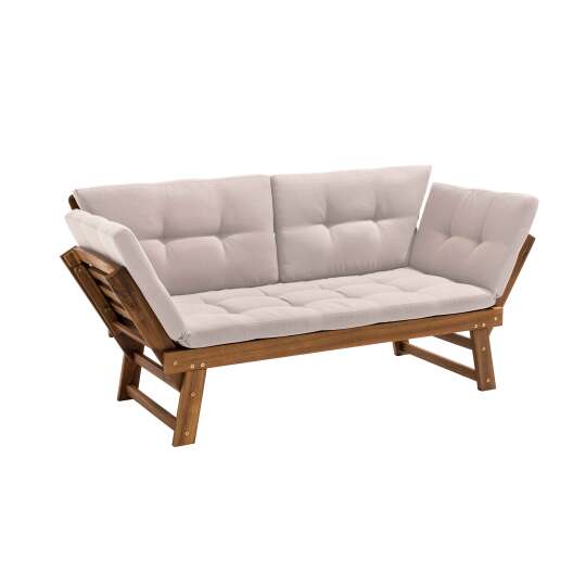 Sofá de jardín relax en acacia con cojines | Oviala