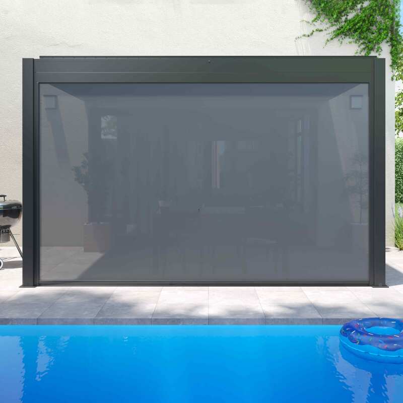 Pérgola bioclimática adosada de 3x4m en aluminio con 1, 2 o 3 toldos (2/7)