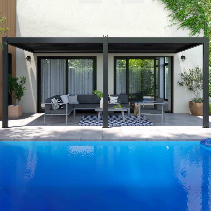 Pérgola bioclimática adosada de 3x6m en aluminio con 2 o 4 estores