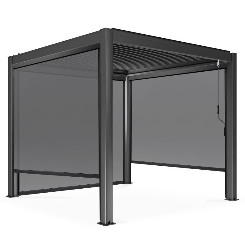 Pérgola bioclimática autoportante de 3x3m en aluminio con 1, 2 o 3 toldos