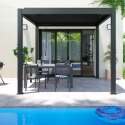 Pérgola bioclimática autoportante de 3x3m en aluminio con 1, 2 o 3 toldos