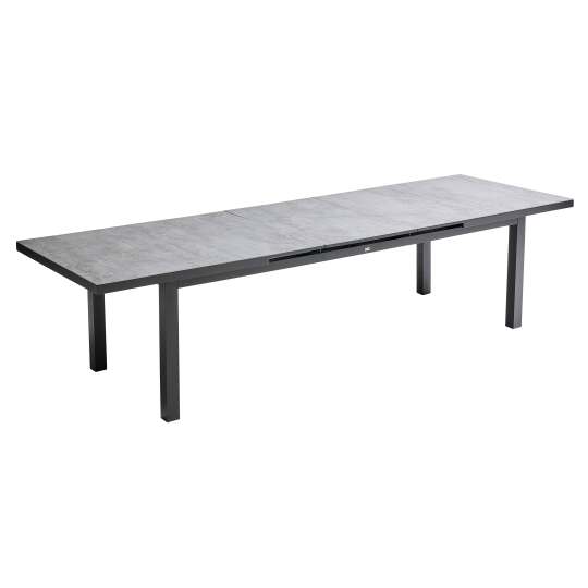 Mesa de jardín extensible de aluminio y DPC 12 a 14 personas 256/320x100 cm | Oviala