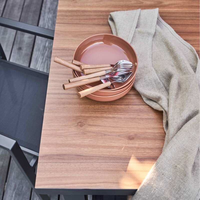 Mesa de jardín rectangular extensible (256/320 x 100 x 76 cm) de aluminio 