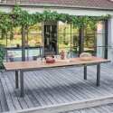 Conjunto de mesa de jardín rectangular extensible de 320 x 100 x 76 cm con 8 sillas y 2 sillas con reposabrazos