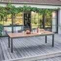 Conjunto de mesa de jardín rectangular extensible de 320 x 100 x 76 cm con 8 sillas y 2 sillas con reposabrazos