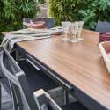 Conjunto de mesa de jardín rectangular extensible de 320 x 100 x 76 cm con 8 sillas y 2 sillas con reposabrazos