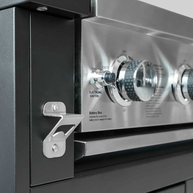 Mueble de acero para barbacoa de gas con 4 + 1 quemadores para cocina exterior