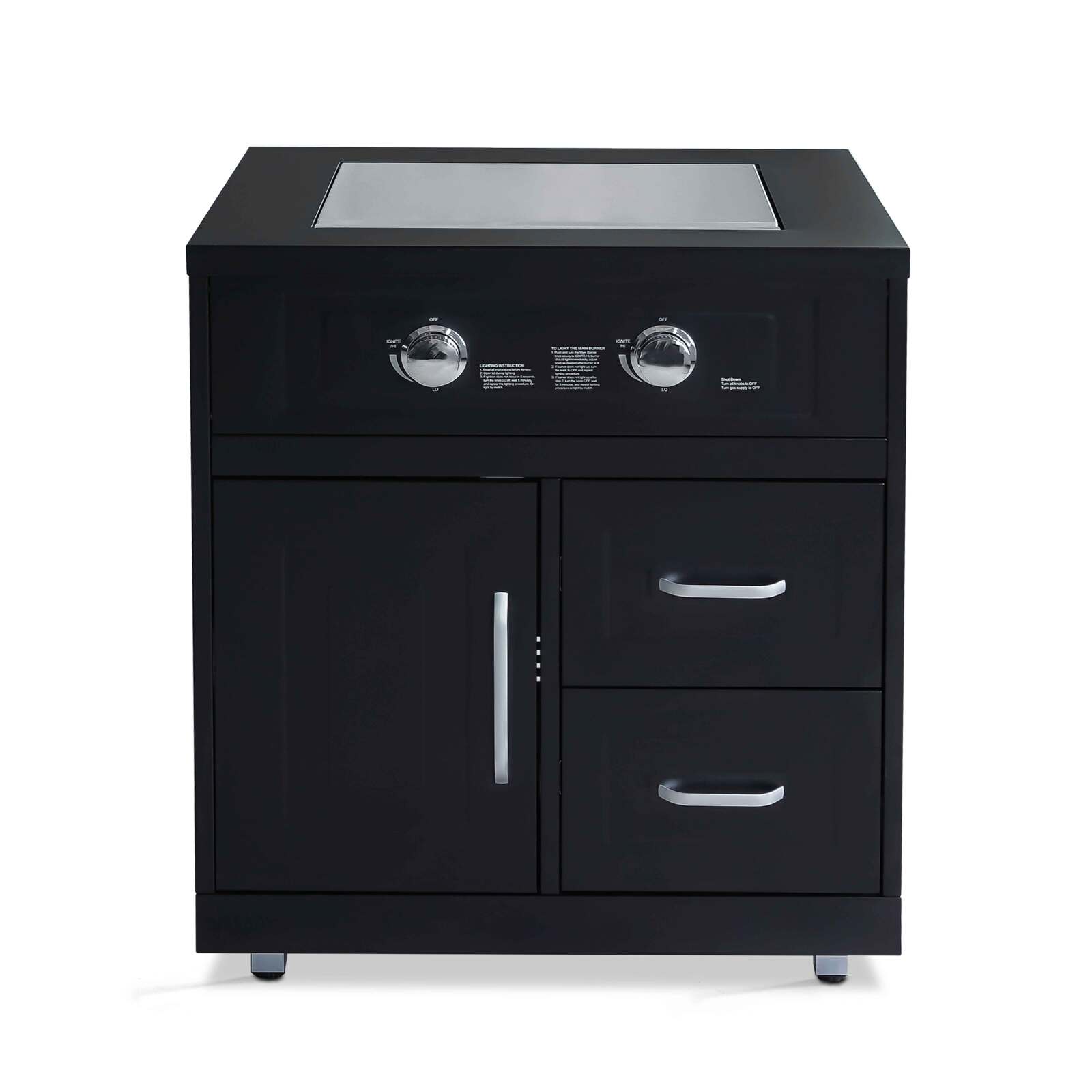 Módulo de cocina de acero con 2 quemadores para uso en exteriores