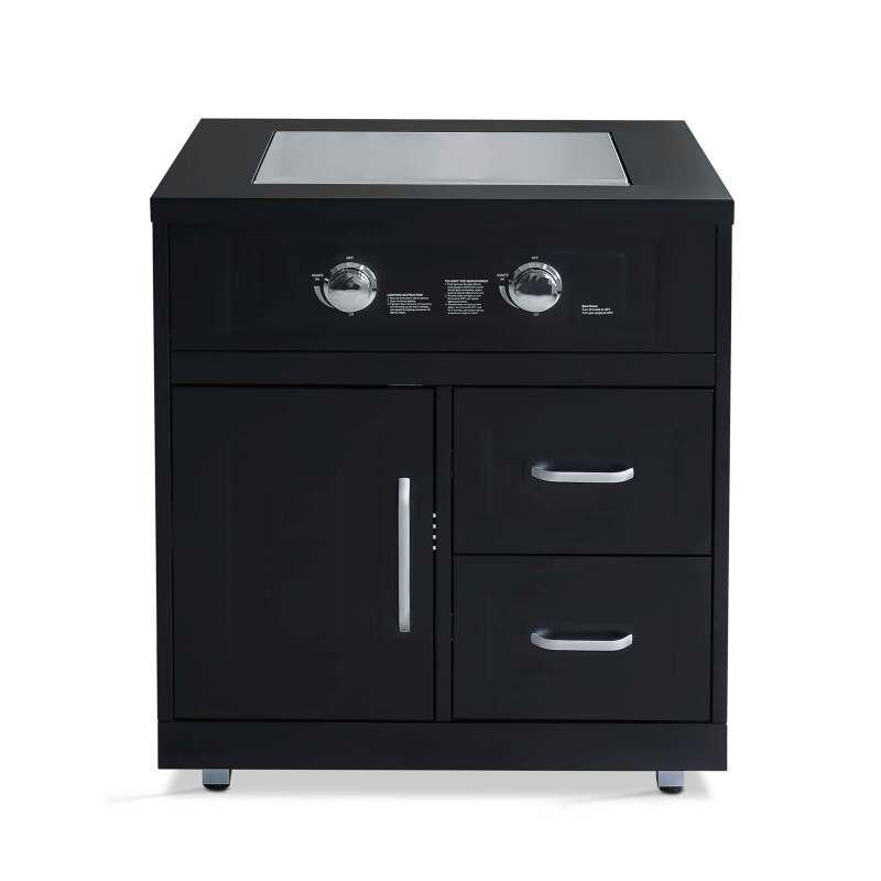 Módulo de cocina de acero con 2 quemadores para uso en exteriores