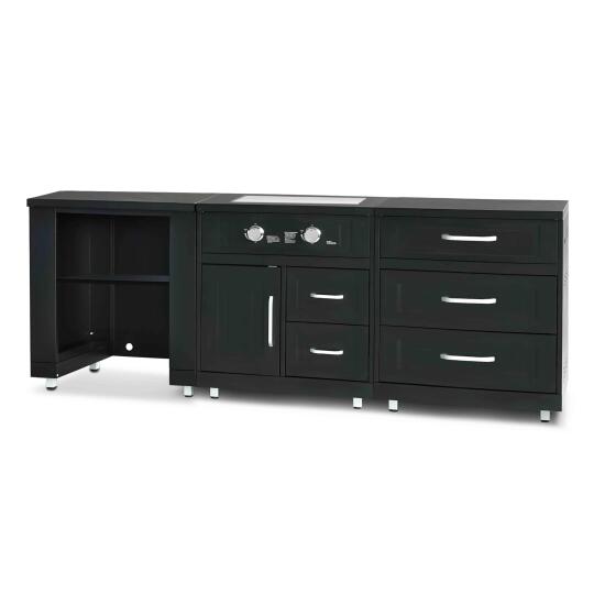 Cocina de exterior de metal con cocina a gas y almacenaje - 3 módulos | Oviala