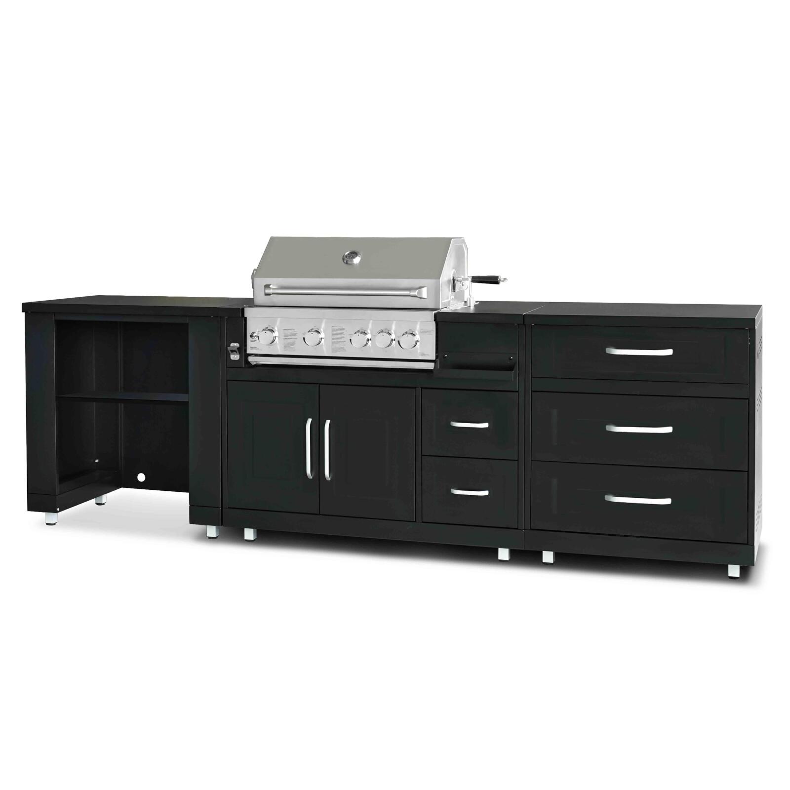 Cocina de exterior de acero de 3 elementos con barbacoa