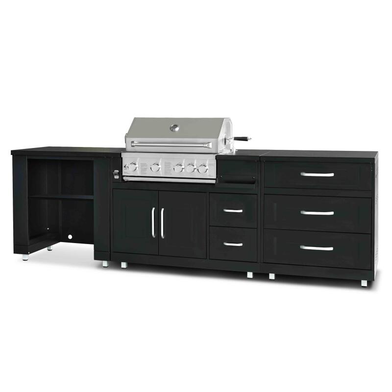 Cocina de exterior de acero de 3 elementos con barbacoa