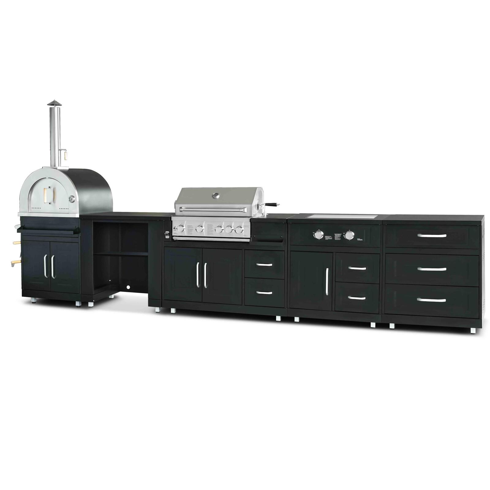 Cocina de exterior de acero de 5 elementos / 3 módulos de cocción