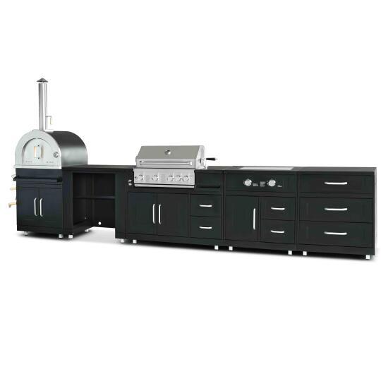 Cocina de exterior de acero de 5 elementos / 3 módulos de cocción