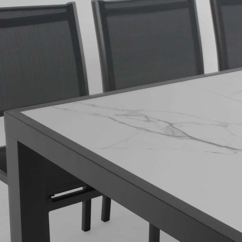 Mesa de jardín de cerámica con efecto mármol (185 x 95 x 74 cm) (3/6)