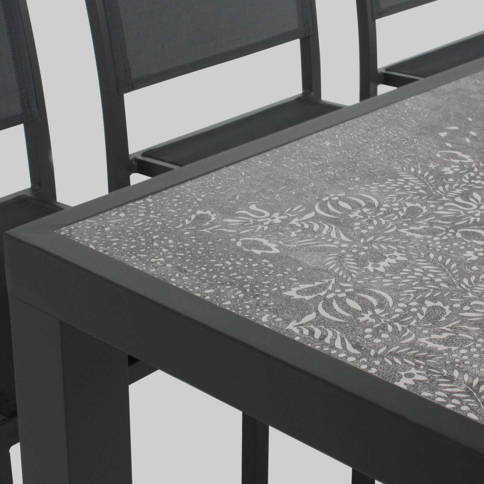 Mesa de jardín de cerámica con efecto estampado (185 x 95 x 74 cm)