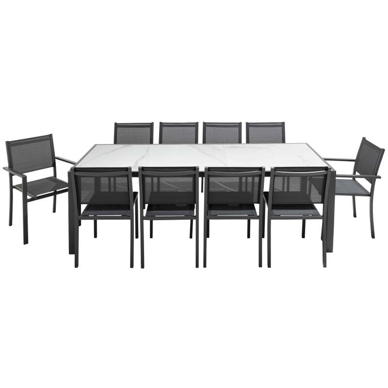 Mesa de jardín de cerámica con efecto mármol (230 x 95 x 74 cm)