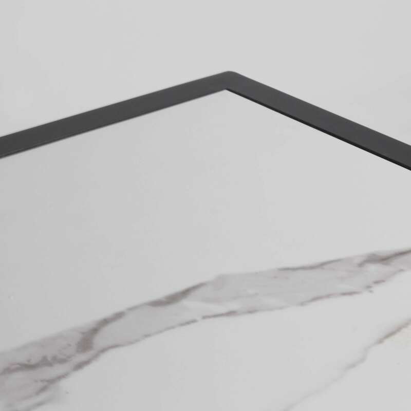 Mesa de jardín de cerámica con efecto mármol de 230 x 95 cm con 8 sillas sin brazos y 2 sillas con brazos