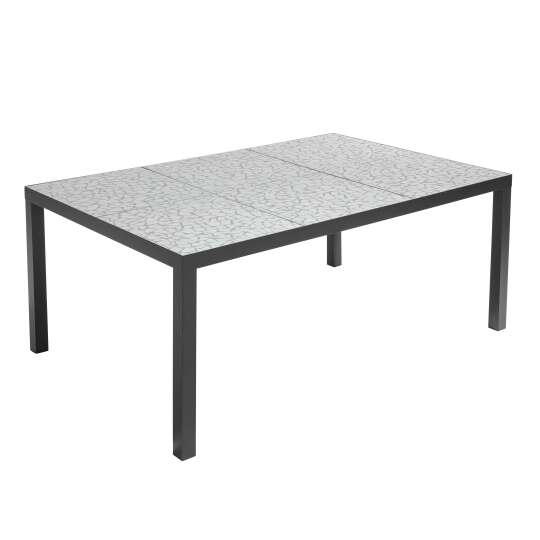 Mesa de jardín de cerámica con efecto mosaico (182 x 121 x 74 cm)