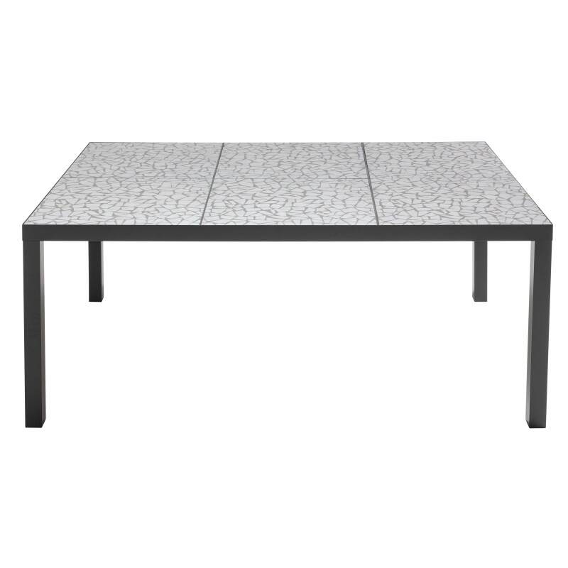Mesa de jardín de cerámica con efecto mosaico (182 x 121 x 74 cm)