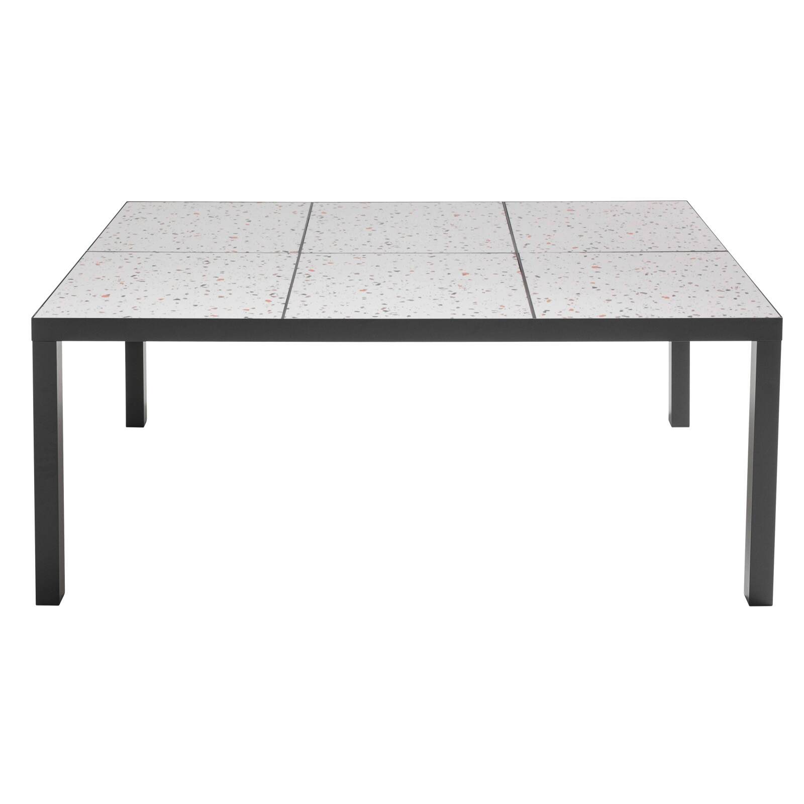 Mesa de jardín de cerámica con efecto terrazzo (182 x 121 x 74 cm)