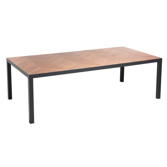 Mesa de jardín de cerámica con efecto de madera en forma de espiga (241 x 121 x 74 cm)