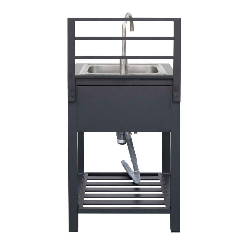 Mueble fregadero de aluminio y ratán sintético para cocina exterior