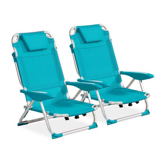Lote de 2 sillones de playa plegables, reclinables 4 posiciones