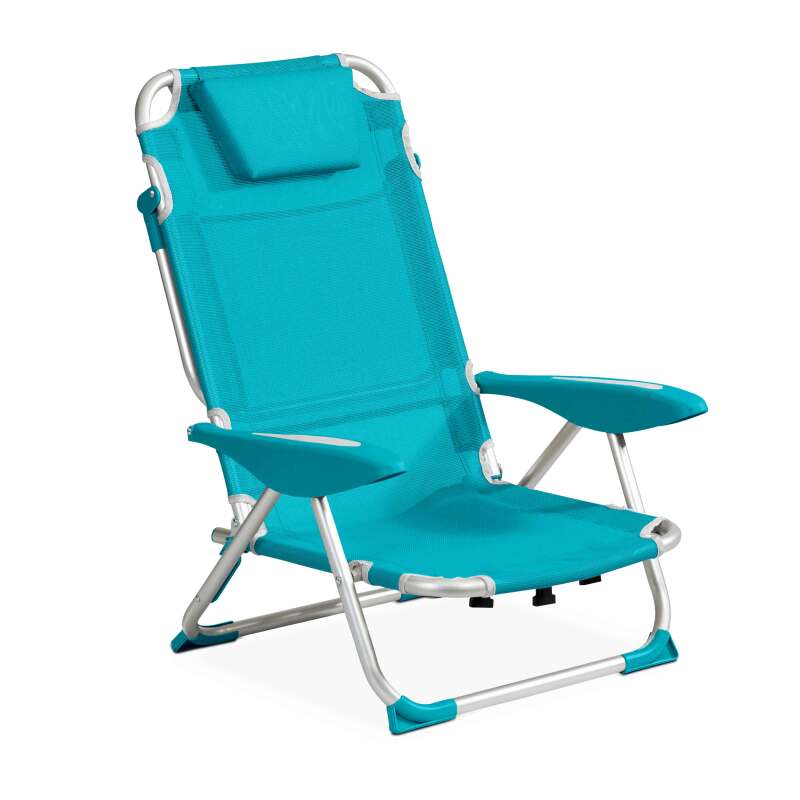 Silla De Playa Alta Con Cojin Cervical Reclinable 3 Posicion