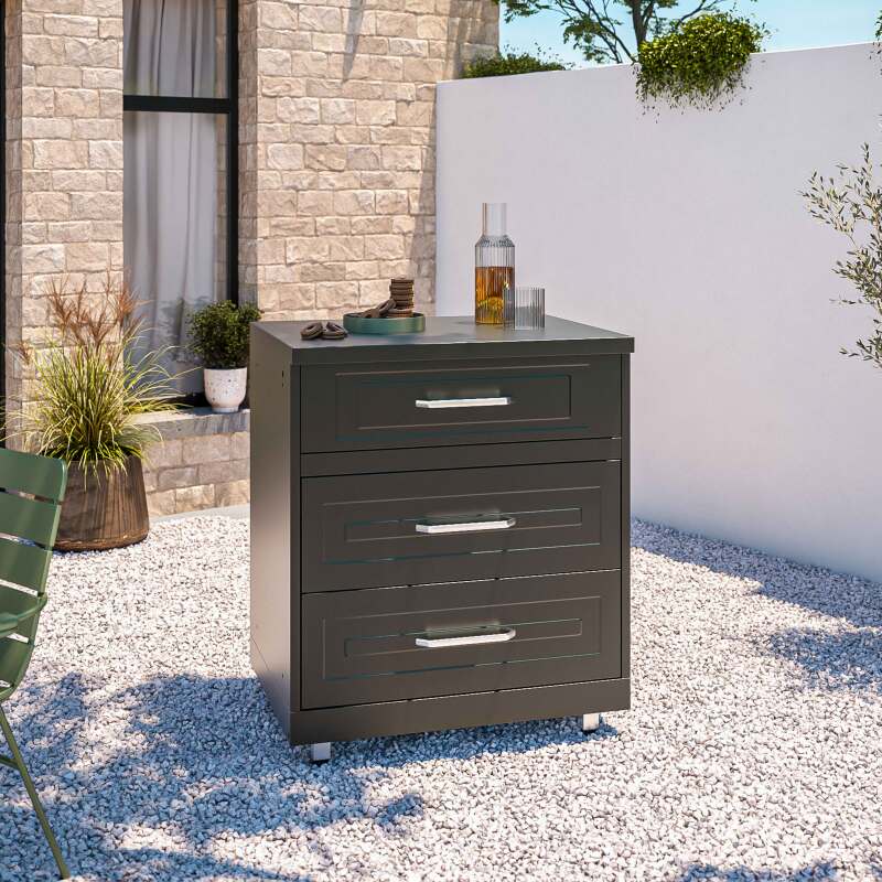 Cocina de exterior de acero de 3 elementos con barbacoa