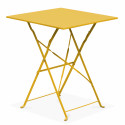 Mesa de bistro plegable amarillo de metal